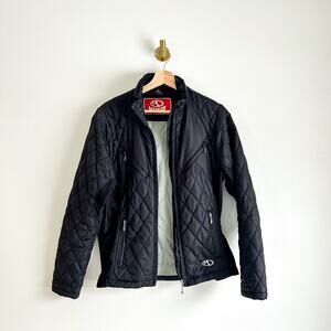 Marker Zip Front Quilted Moto Jacket with Zip Pockets Black M